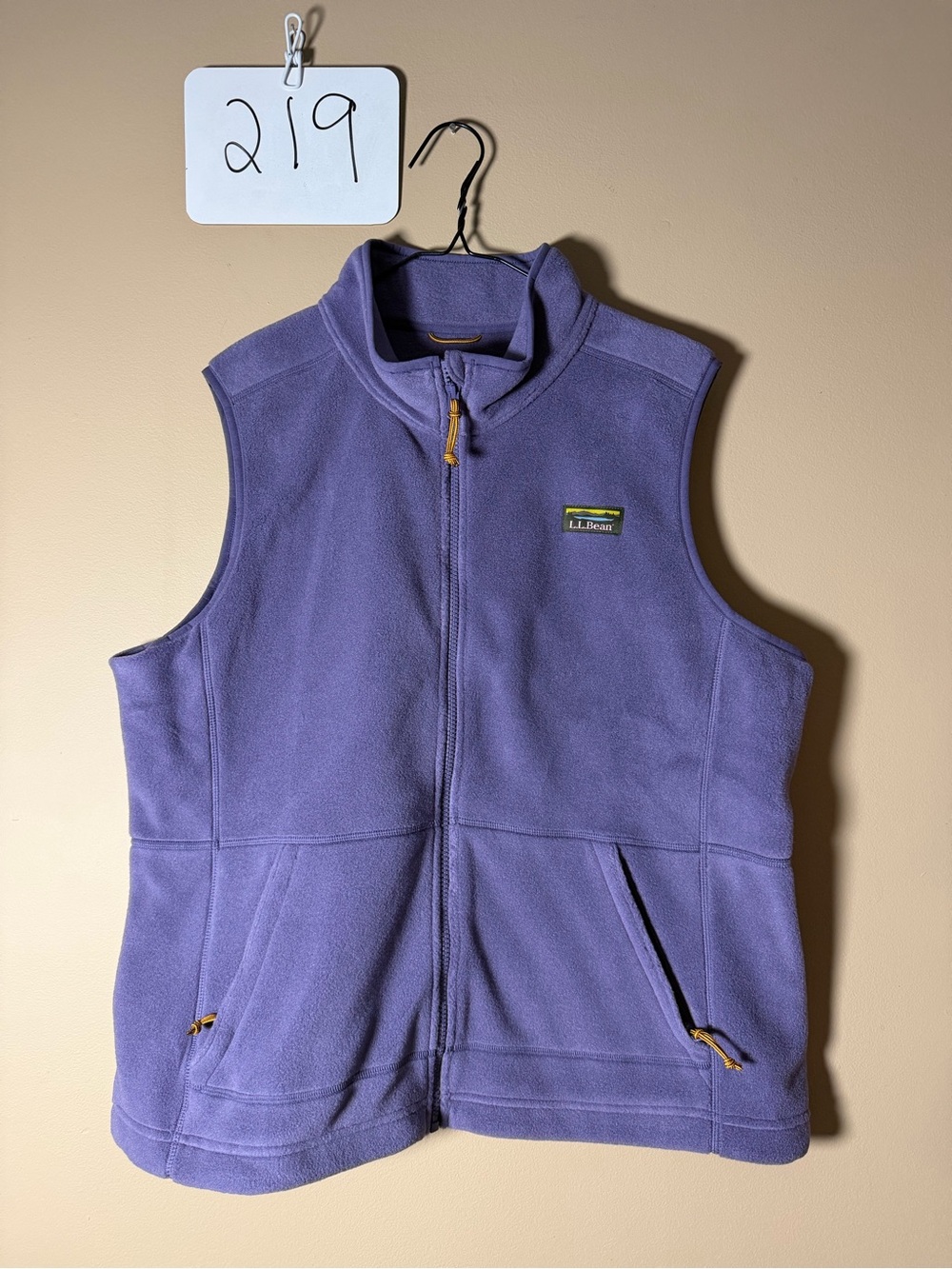 L.L. Bean Lavender Womens Fleece Vest with Yellow Zip Accents Sz XL PET
